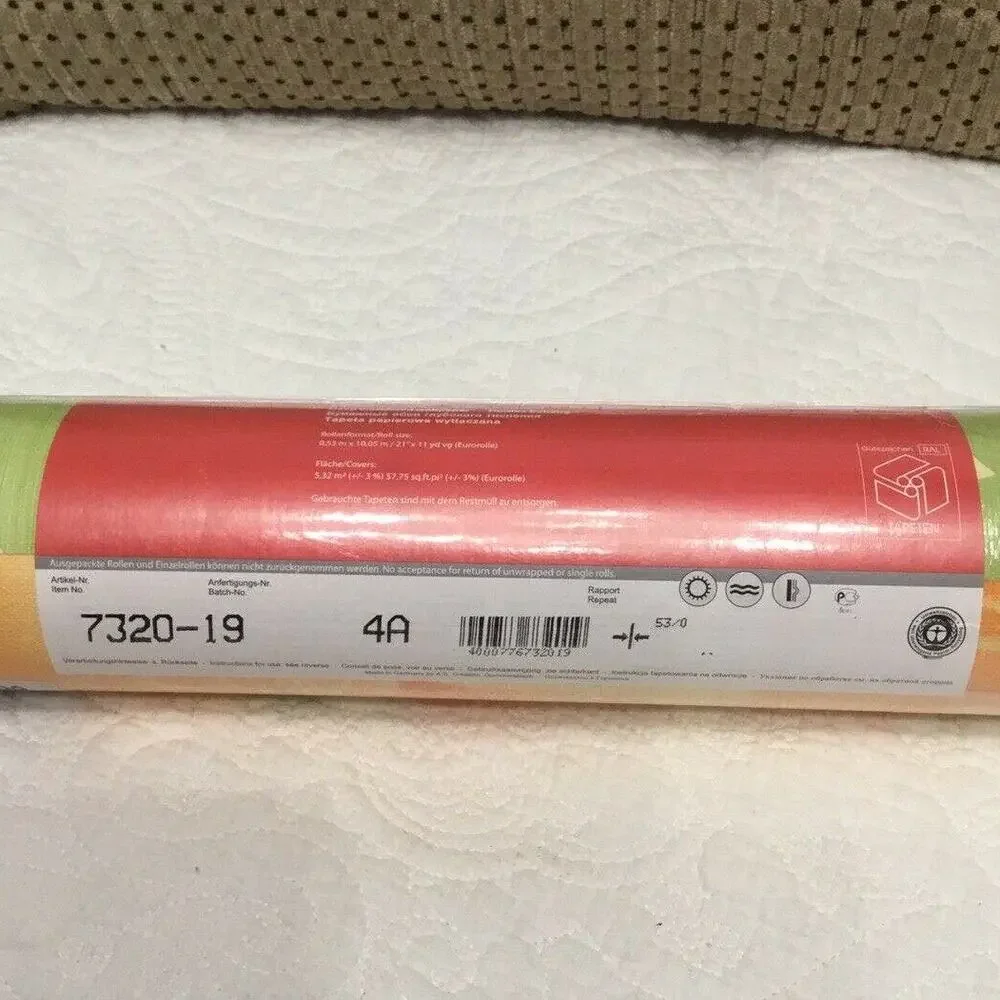 Vintage 70’s Green Orange Flower Power German Wallpaper 2 LARGE Rolls Available